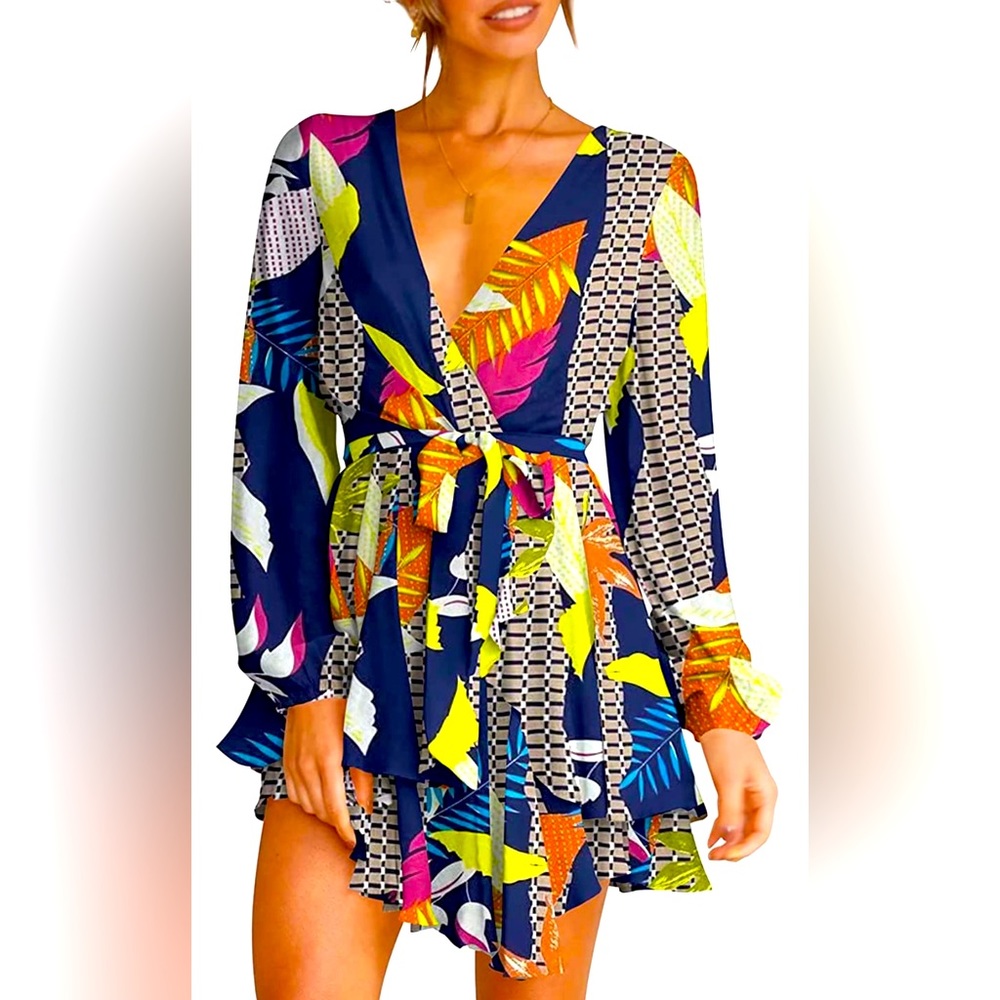 Multicolored long sleeve dress